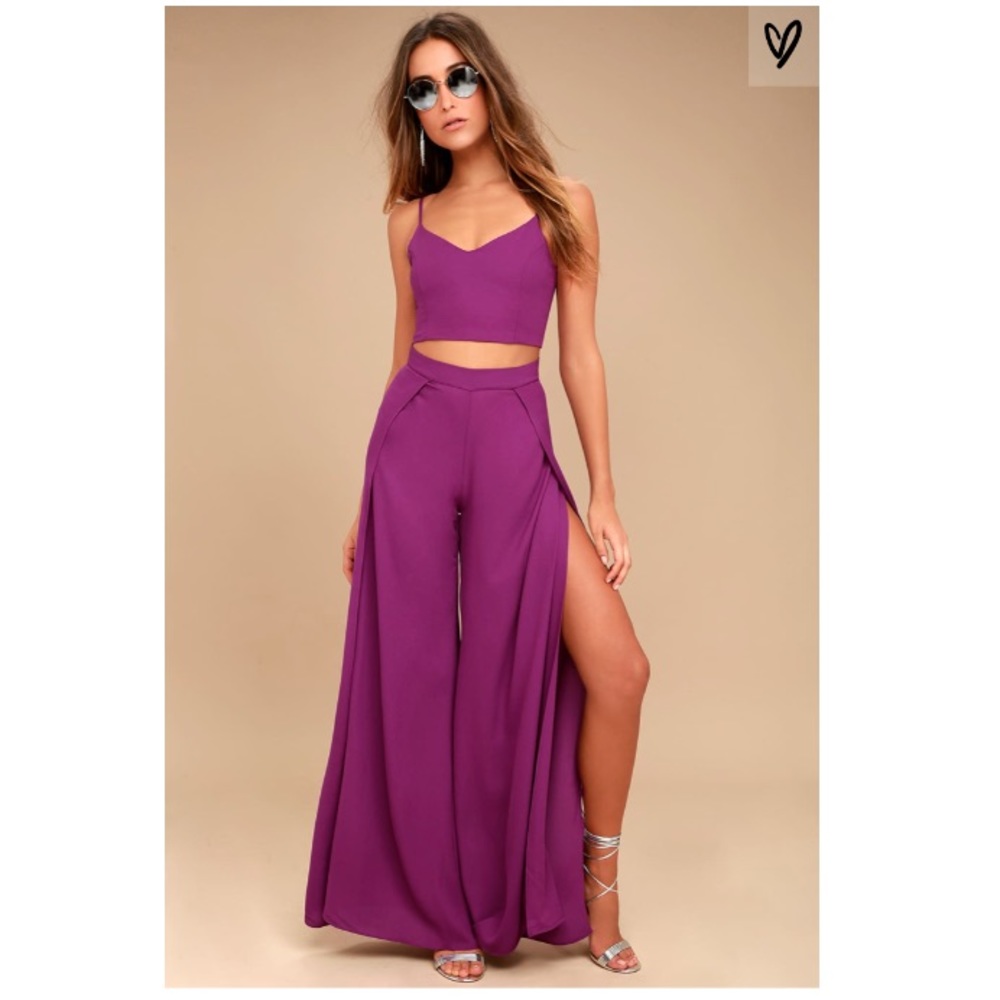 Lulu’s Out Tonight Magenta Two Piece Jumpsuit